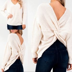 Slouchy off shoulder cream sweater